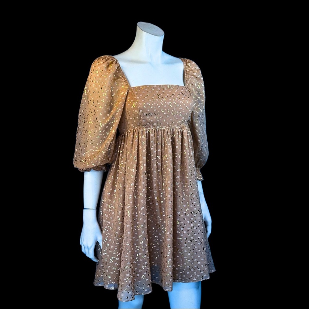 NWT Storia BABYDOLL Nude and a metallic Gold Mini Dress - Picture 10 of 10